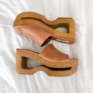 Free People square toe wooden clogs size 8